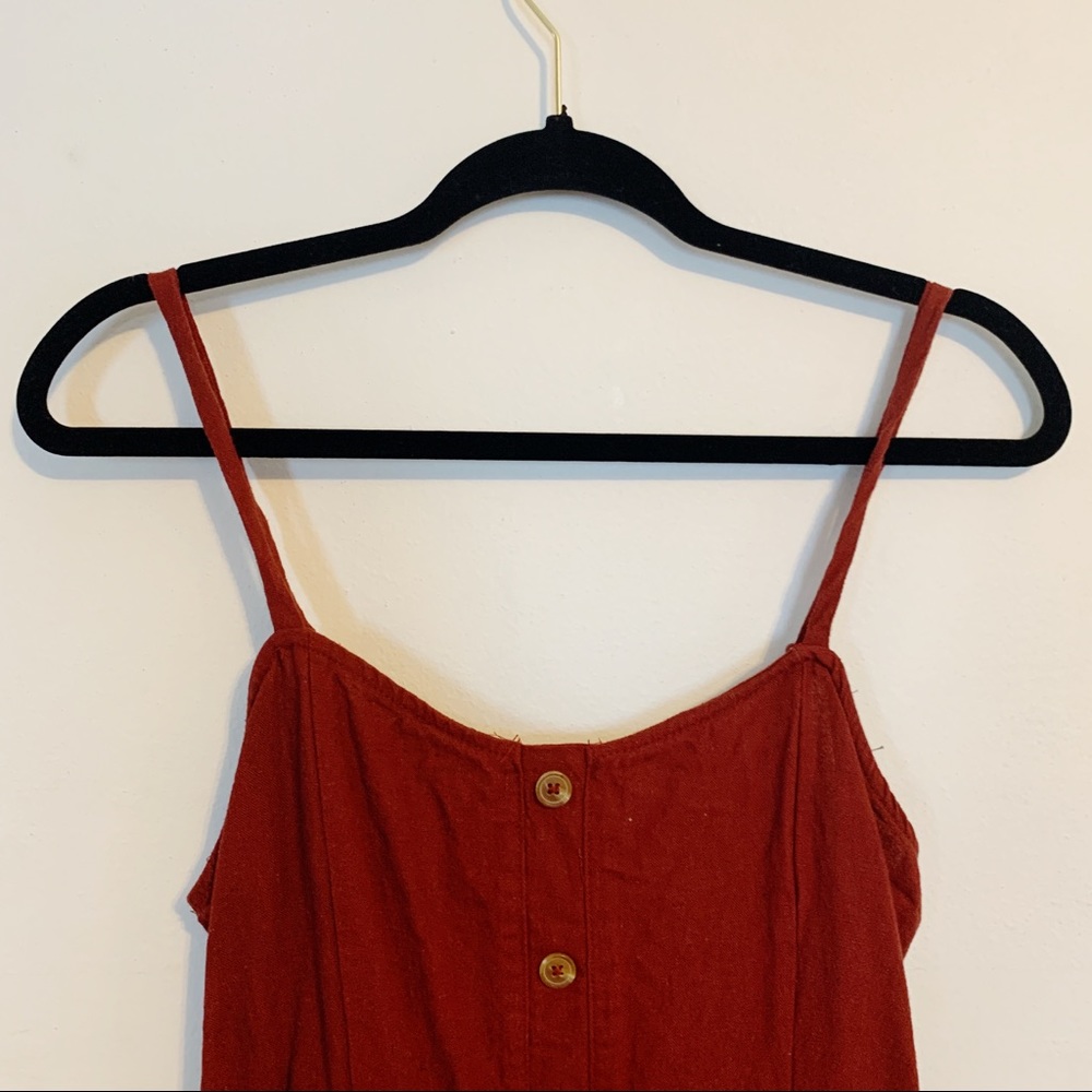 RED BUTTON DOWN BABYDOLL DRESS SIZE SMALL - Picture 3 of 7